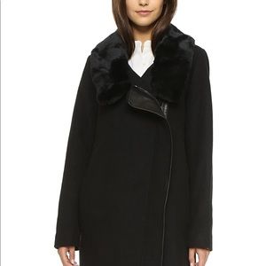 Vince Black XS Wool Fur Outwear Coat